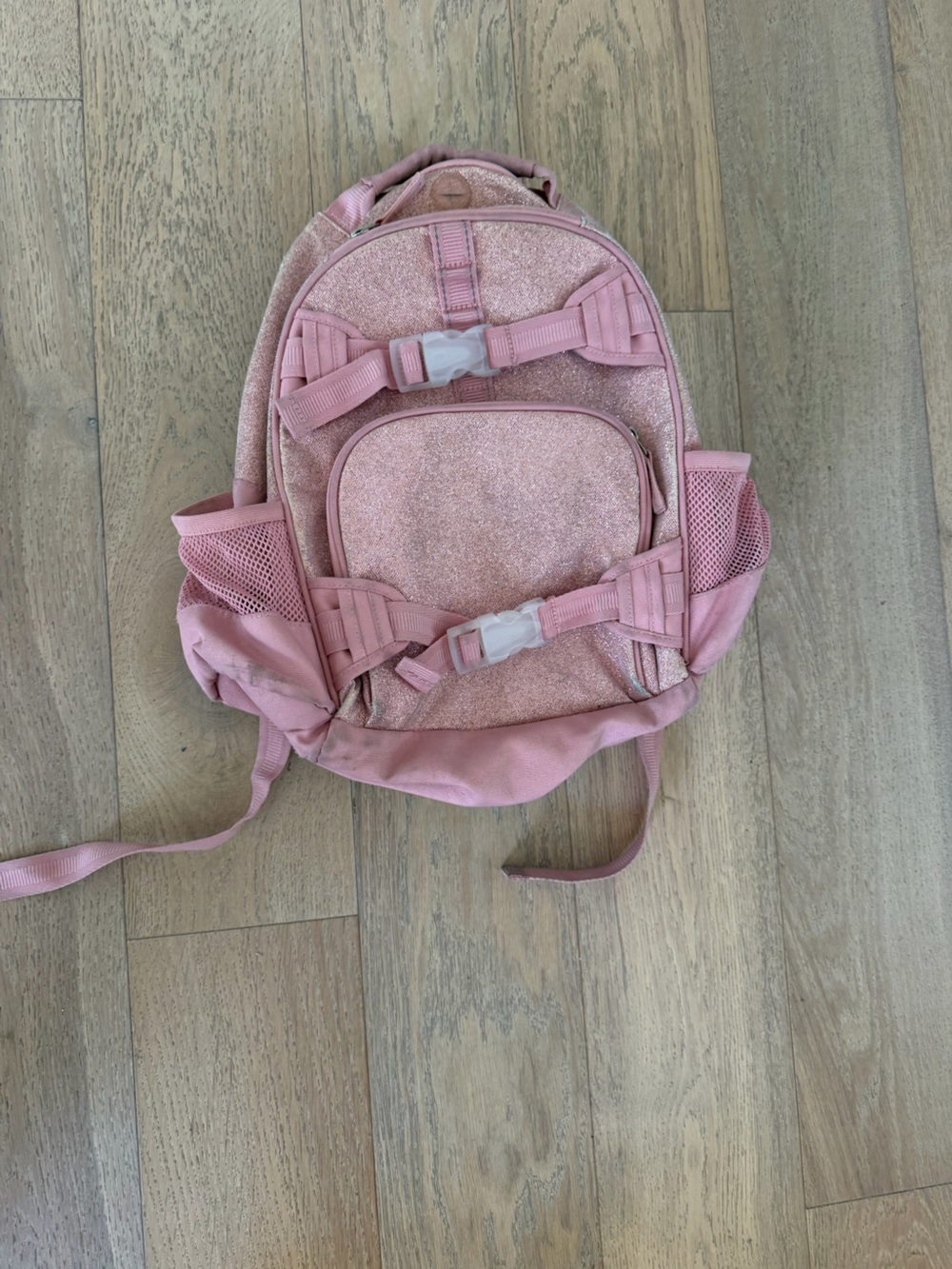 Pottery Barn Kids Pink Glitter Shimmer Backpack School Bag Mesh Pockets